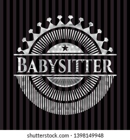 Babysitter silver emblem or badge. Vector Illustration. Mosaic.