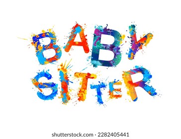 Babysitter. Splash paint vector word