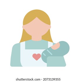 Ilustración vectorial de niñera en estilo de dibujos animados. Diseño plano para aplicaciones móviles y sitios web. 
