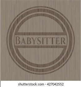 Babysitter wooden emblem. Vintage.