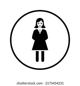 Niñera, icono de chica. Gráficos vectoriales negros.