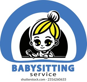 babysitting service tricolor cute logo