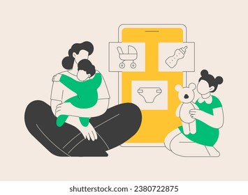 Babysitting services abstract concept vector illustration. Nanny app, personal childcare services, reliable sitter, safe babysitting during quarantine, 24 hour help with kids abstract metaphor.