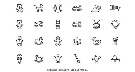 Baby-toy outline or line icon design bundle.