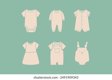 Babywear, baby clothes icon illustration