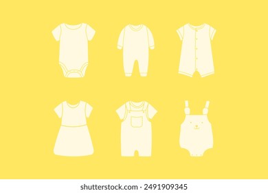 Babywear, baby clothes icon illustration