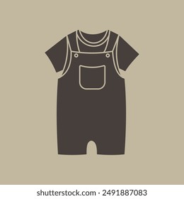 Babywear, baby clothes illustration, brown color