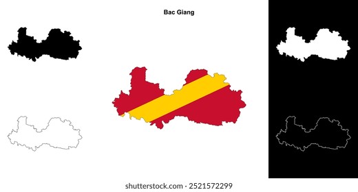 Bac Giang blank outline map set