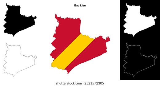 Bac Lieu blank outline map set