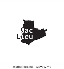 Mapa de Bac Lieu y diseño de letras negras sobre fondo blanco