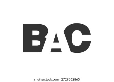 Diseño del logotipo de BAC. Letra inicial B A C estilo de letra en negrita para startups tecnológicas, consultoría, marca corporativa. Nombre creativo de la empresa, titulares de la tipografía, identidad, logotipo de moda. Ilustración vectorial.