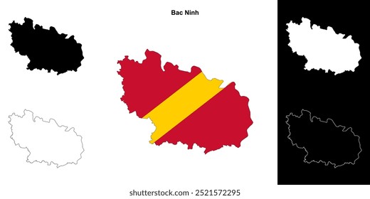 Bac Ninh blank outline map set