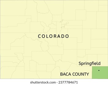 Baca County and town of Springfield location on Colorado state map