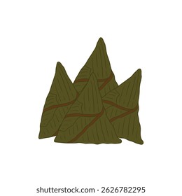 Bacang ketan Indonesian traditional snack cartoon icon illustration