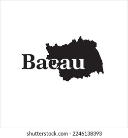 Bacau map and black lettering design on white background