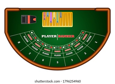 Baccarat table isolted on white background.Graphic vector