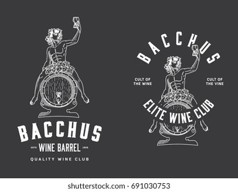 Bacchus sitting on a wood wine barrel