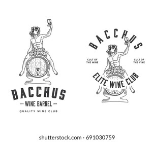 Bacchus sitting on a wood wine barrel