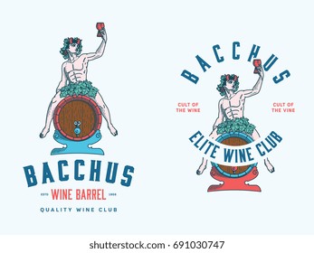 Bacchus wine club colored vector concept
