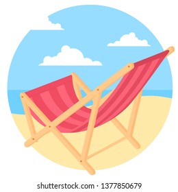Liegestuhl direkt am Meer. Vektorkonzept für Sommerferien, Art, Website und Präsentation.