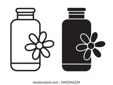 Bach Flower Therapy and Bloom Oil Icons. Natural Wellness and Holistic Treatment Symbols.