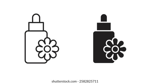 Bach flowers filled and outlined icons vectors on white background