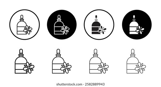 Bach flowers icon Black line art vector logo set