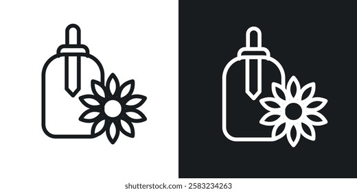 Bach flowers icons in black and white liner strokes for web design.