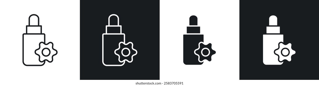 Bach flowers icons collection in black and white filled and line versions