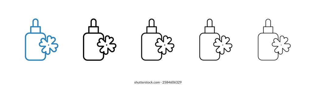 Bach flowers icons in five different stroke sizes