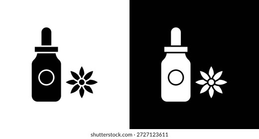 Bach flowers icons flat vector concept. Black and white illustrations