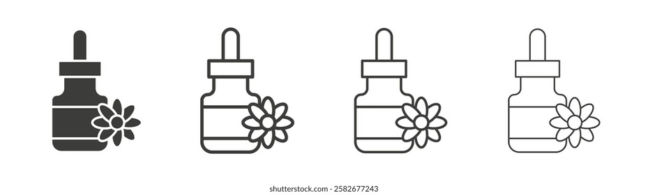 Bach flowers icons set vectors graphic designs