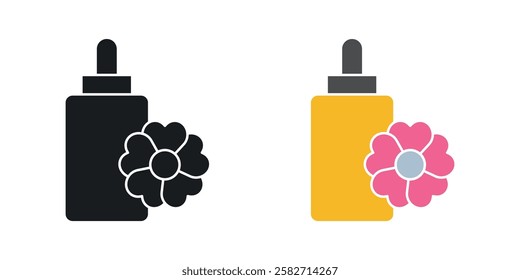 Bach flowers icons set vectors black and colored style