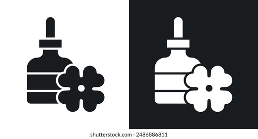 Bach flowers vector icon set in solid black and white color