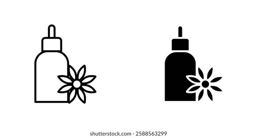 Bach flowers vectors icons set in filled and strokes on white background