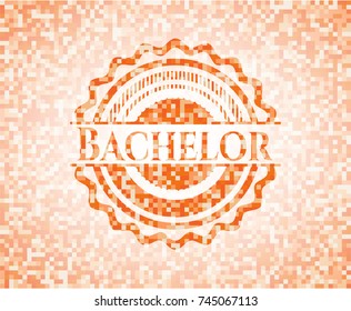Bachelor abstract orange mosaic emblem