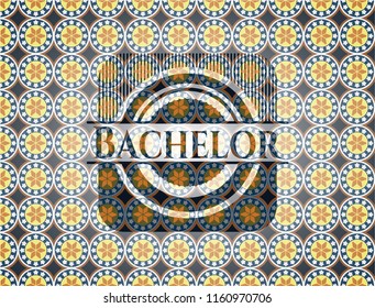 Bachelor arabesque emblem. arabic decoration.