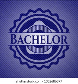 Bachelor badge with denim background
