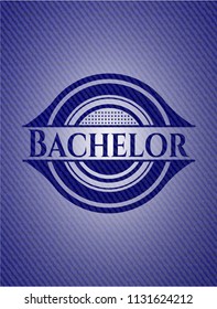 Bachelor badge with jean texture