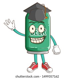 Bachelor of beer can cartoon character with funny smile face