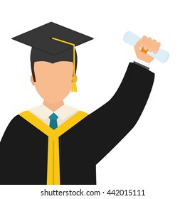 Bachelor boy icon. Graduation design. Vector graphic