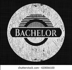 Bachelor chalk emblem, retro style, chalk or chalkboard texture