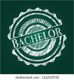 Bachelor chalkboard emblem on black board