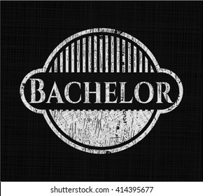 Bachelor chalkboard emblem on black board