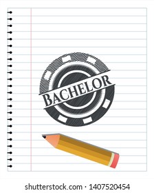 Bachelor draw with pencil effect. Vector Illustration. Detailed.