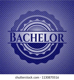 Bachelor emblem with denim texture