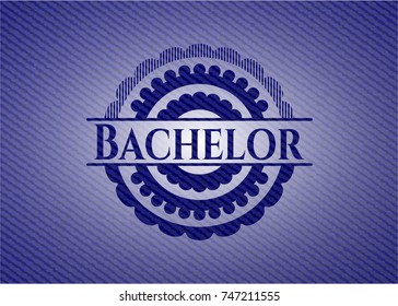Bachelor emblem with jean background