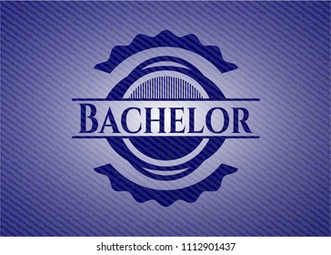 Bachelor emblem with jean texture