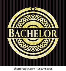 Bachelor gold badge. Vector Illustration. Detailed.