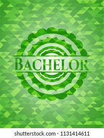 Bachelor green emblem with mosaic background